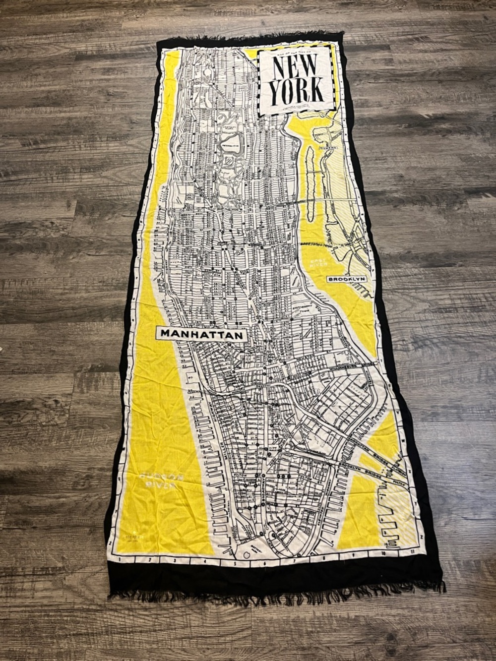 Kate Spade New York Manhattan Map Scarf - Yellow & Black